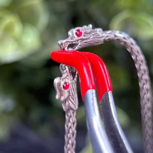 John Hardy 925 Ruby Eyes Double Head Dragon Bracelet - Picture 2 of 6